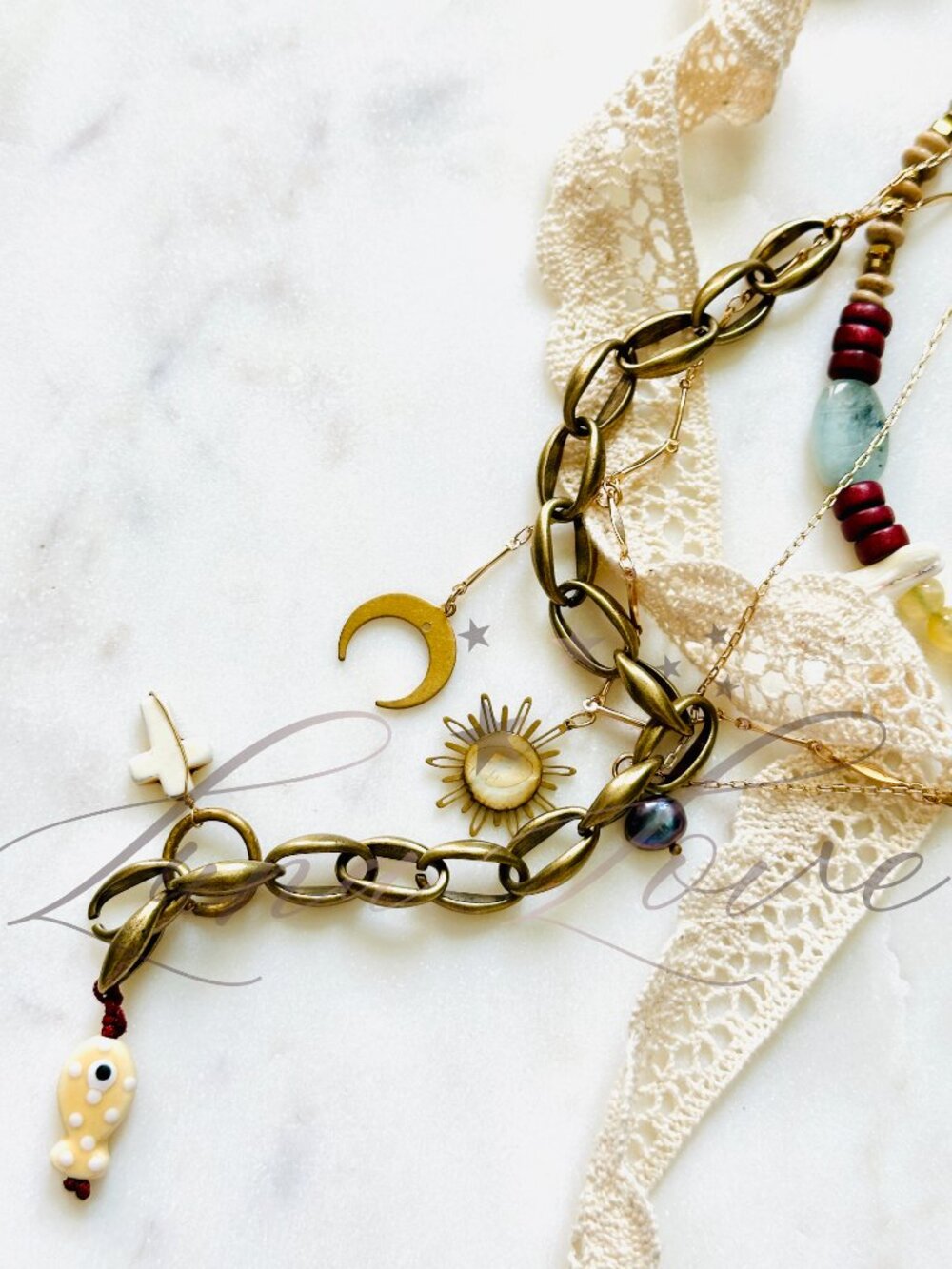 FREE PEOPLE x Ariana Ost Gold Layered Fish Necklace - EXCLUSIVE! - Picture 3 of 6